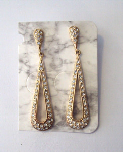 Authentic Premier Designs "Starlight" Gold Plated Crystal Teardrop Dangle Earrings #J25