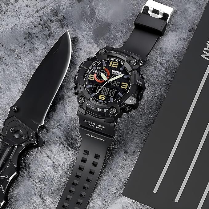 Gosasa Orologio da uomo multifunzione militare S-Shock sportivo LED digitale impermeabile con allarme, Big, Sportivo