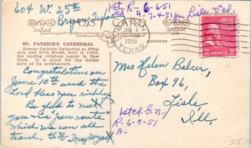 St. Patrick's Cathedral, New York City, New York Postcard c1950's - Picture 2 of 2