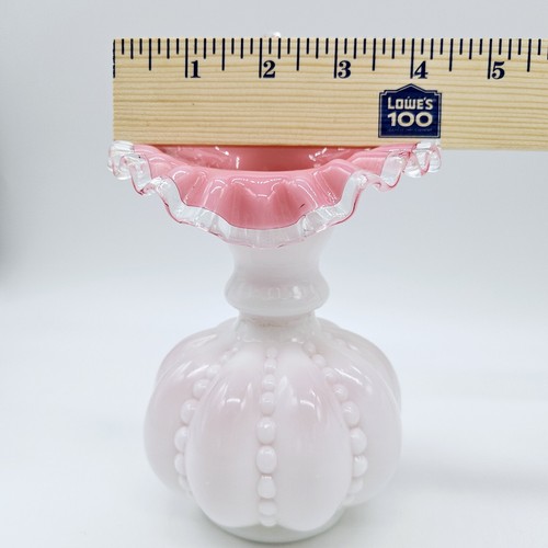 Vintage 7" Fenton Jack In The Pulpit Melon Vase Peach Blow Silvercrest Milkglass - Picture 8 of 9