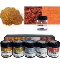 SHINHAN Artists 5x Metallic Powder Mica Dry Pigment Jars Set Glass Clay Wood Art