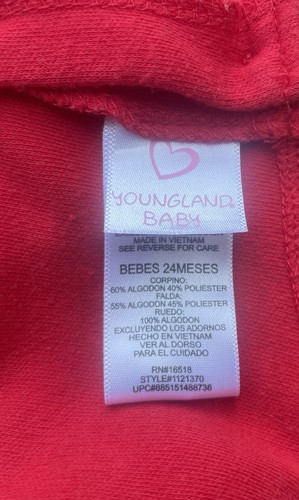 Youngland Baby Girl Size 24 Month Short Sleeve Ladybug Dress Red White Gingham - Picture 2 of 7