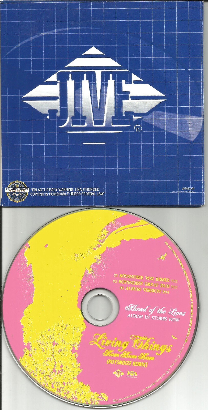 Living Things Bom 3TRX W/ Rare Boys Noize Remix & Dub Promo DJ CD Single 2006