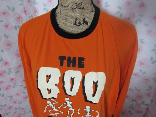 HALLOWEEN FAMILIEN SCHLAFANZUG, HERREN ORANGE/SCHWARZ BAUMWOLLE BL 2-TEILIG SKELETT PYJAMA, GR. L - Bild 2 von 10