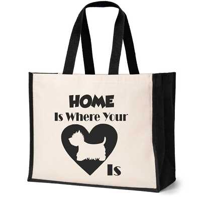 Home Is Where The Westie Is Tragetasche Hundeliebhaber Damen Canvas Shopper