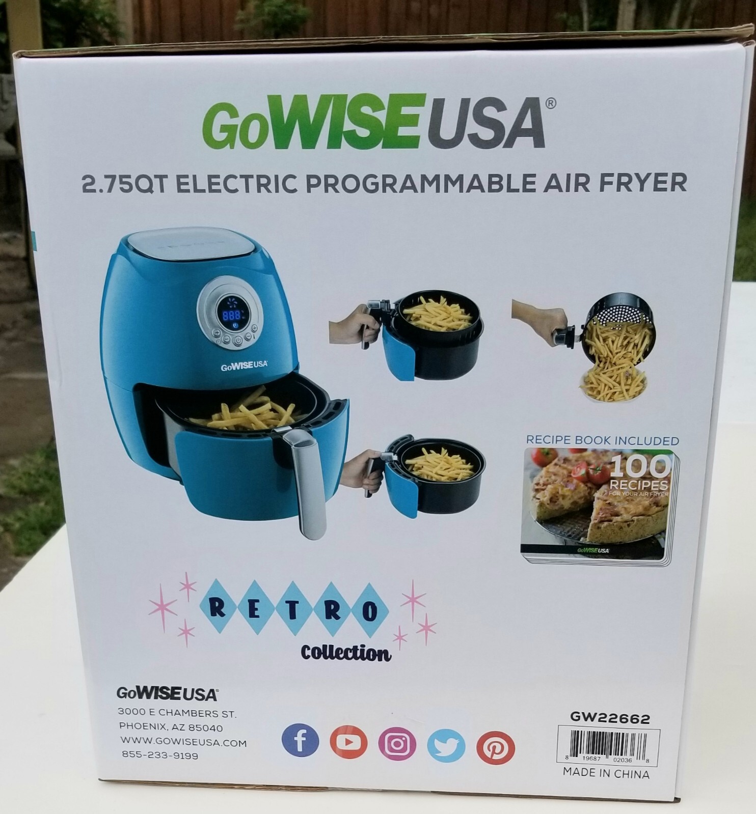 *NEW* GoWISE USA 2.75 Quart TEAL Digital Air Fryer + 100 Recipes Qt
