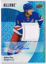2023-24 UPPER DECK ALLURE BLUE LINE - AUTO JERSEY ADAM FOX AUTO 01/25 NEW YORK
