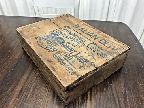 Antique Medaglia D' Oro Olives Wood Crate 1904 World's Fair 1914 Genoa Expo - Picture 11 of 12
