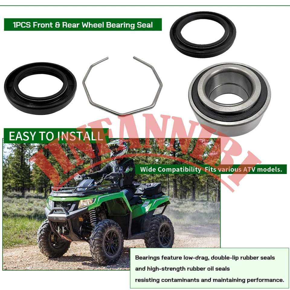 Front Wheel Hub Bearings & Seals Kit For Arctic Cat 375 400 500 600, Bearcat 454 Foto 2 de 4