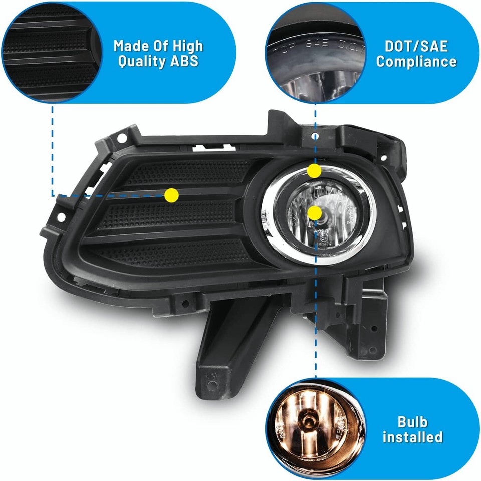 For 13 16 Ford Fusion Front Bumper Fog Lights Driving Lamp Wiring Kit 