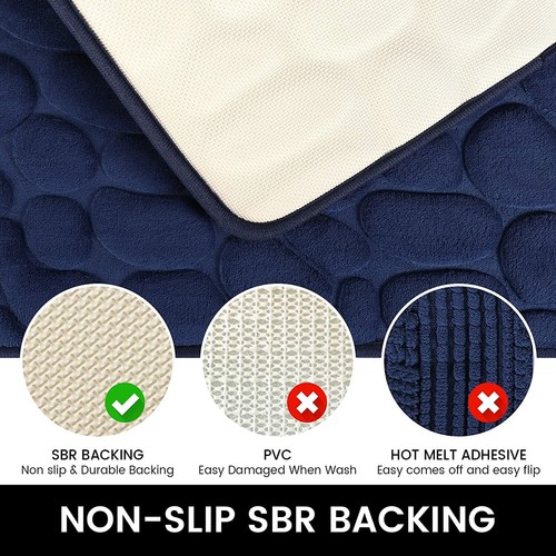 Bath Mat Set 2 Pieces U-Shaped Contour Toilet Rug Set Memory Foam Shower Bathmat - Picture 3 of 7