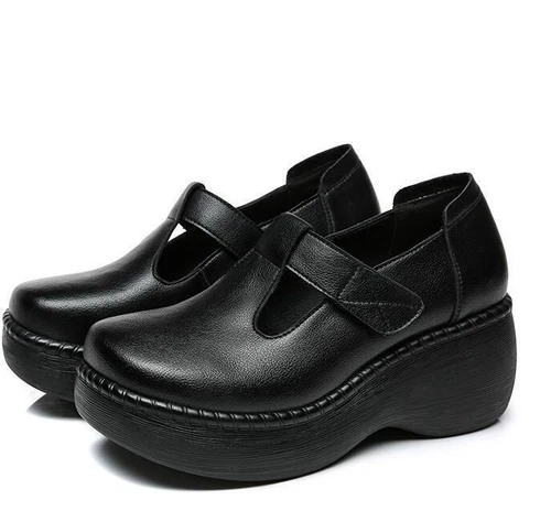 Mujer Mary Janes Puntera Redonda Correa en T Plataforma Tacones Informales Mocasines Zapatos Preppy - Imagen 6 de 6