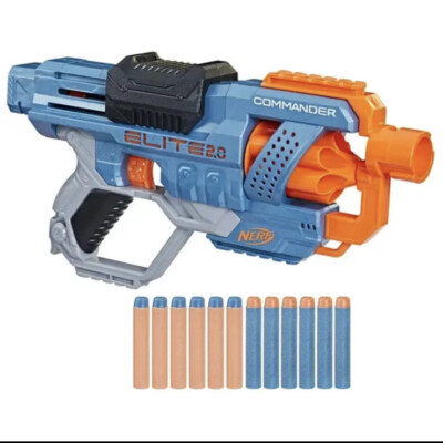 NERF Elite 2.0 Commander RD-6 Blaster 12 Official Darts 6-Dart Rotating Drum 