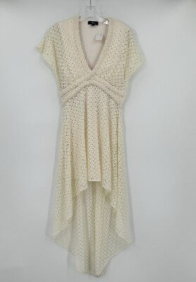 Sky Brand Womens Karene Bone White Crochet Lace High Low Maxi Long Dress Sz S