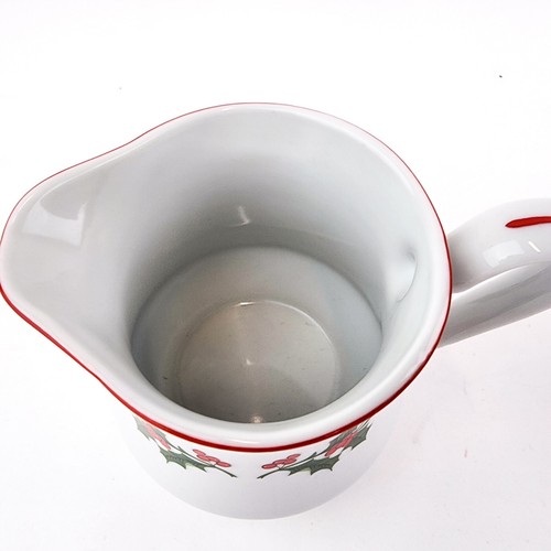 Christmas Holly Creamer & Sugar Bowl Holly & Berries with Red Trim Made in Japan - Picture 5 of 9