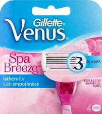 Gillette Venus Spa - 3 Blade Refill Cartridges Lathers Lush Smoothness (4 ct)