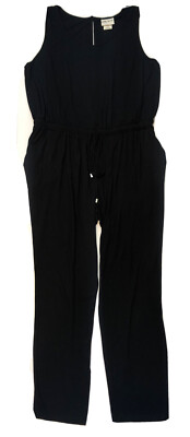 Ava & Viv Women s Plus Size 2X 20 Black Rayon Spandex Jumpsuit SL Romper EUC