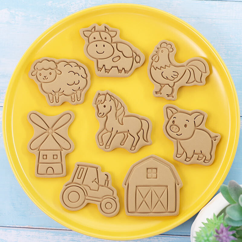 8Pcs/Set Cartoon Farm Animal Cookie Cutters Farm Party Cake Decorating