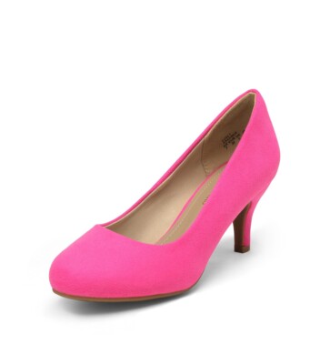 Women Low Heel Pump Shoes Size 12 Pink Round Toe Stilettos Wedding Dress Shoes