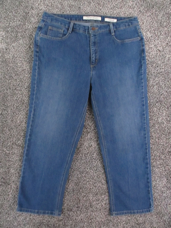 Pantalones de mezclilla Jones New York para mujer 14 azul con puños City capri elásticos 33x24 Foto 2 de 4