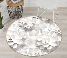 3D White Art Petals O804 Game Rug Mat Round Elegant Photo Carpet Mat Eve 2023