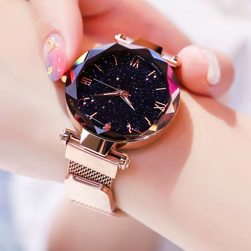 Luminous Dial Women Watch with Magnetic Mesh Band, Quartz Movement, Alloy Case - Picture 9 of 16