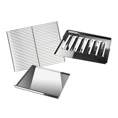 Grillrost Set 3 tlg. Flammabdeckung Fett Auffang Wanne für Gasbräter 