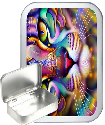 Cat Trance Silber Klappdose, 50ml Silber Klappdose, Geschenkbox, Pillendose