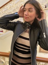 New Designer Leather Lamb Jacket Sandro Xs/s Unisex