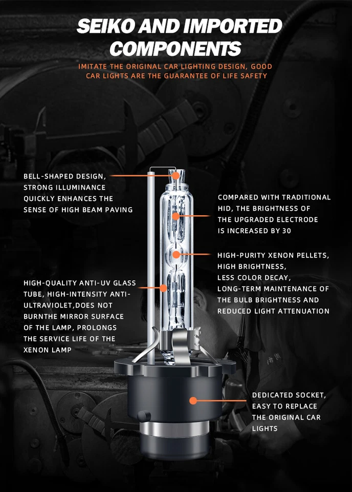 2 PCS D2S D2R D2C Xenon OEM Car Headlight Low Bulbs Beam For 05-09 Audi A8L W12 Foto 3 de 4