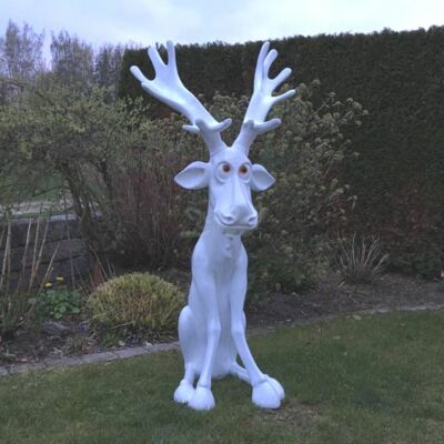 Deko ELCH RENTIER RUDI weiß 144 cm WEIHNACHTEN ADVENT DEKORATION Figur Garten