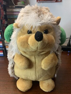 Frankford Candy Hedgehog with Green Earmuffs 10'' bean bag bottom plush