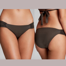 NEW Vitamin A Antibes Ruched Full Coverage Hipster Bottom Brown  SZ XS/4  #431