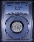 1913-S Buffalo Nickel (Type 1) - 5c PCGS MS63 - Nice Strike!