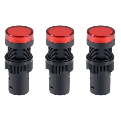 AC/DC 12V Indicator Lights Light Red LED Flush Panel Mount 5/8 Inch 16mm 3Pcs