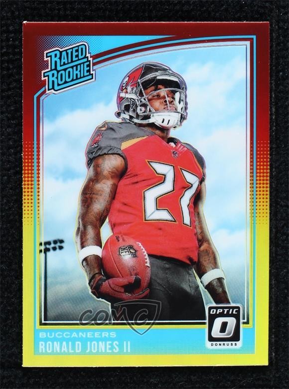 2018 Donruss Optic Rated Rookie Red & Yellow Prizm Ronald Jones II #159 0c6