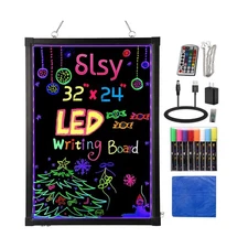 Slsy Illuminated LED Message Writing Board Erasable Neon Effect Men... Fast Ship
