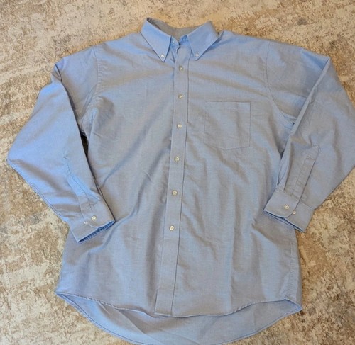 Van Heusen Regular Fit Blue Button Up Long Sleeve Mens Shirt Large Wrinkle Free - Picture 2 of 6