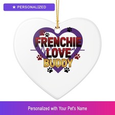 Custom French Bulldog Frenchie Paw Print Heartbeat Ornament Personalized
