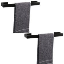 TocTen 2-Pack 16" Matte Black Stainless Steel Square Base Towel Bar Heavy Duty