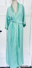 Vintage Loungewear By Artemis Gossard Robe Teal Green With Satin Trim Women s S