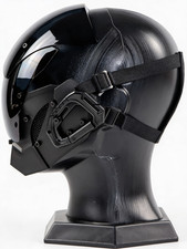 Futuristic Cyberpunk Mask Techwear Cosplay Helmet Glossy Black Shield UV400 Lens