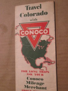 Conoco Highway Road Map of Colorado 1945