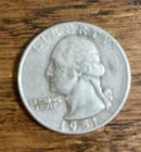 1951 D Silver HIGHER GRADE VF+ Washington Quarter Free Shipping