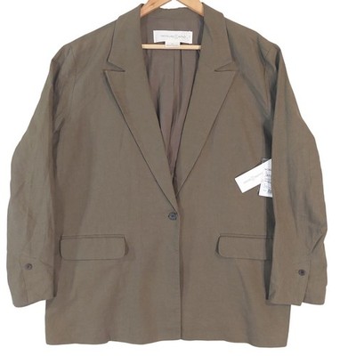 Treasure & Bond Blazer Womens XL Olive Sarabande Linen Blend TB480037MI New