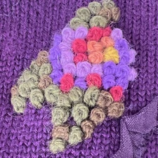 VTG SUSAN BRISTOL HAND EMBROIDERED PURE WOOL KNIT CARDIGAN SWEATER 1990 FLORAL S