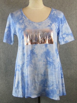 LuLaRoe Supply Top Size XS Blue Tie Dye Logo NWT