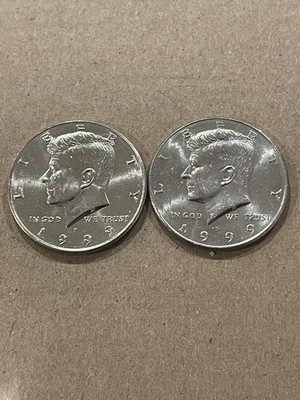 1999 P&D Kennedy Half Dollar -Nice Rim-Two Coins Set-Free Shipping- 