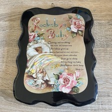 Rockabye Baby Pearlescent Poem Wendy Lynn Plaque Wall Nursery Decor Vtg Canada