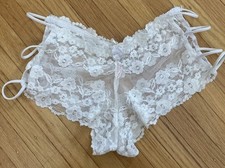 Vintage 90s Victoria's Secret Bridal Embellished Underwear String lace sheer L